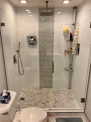 Bathroom, Glass Shower, Interior, Recessed Lighting