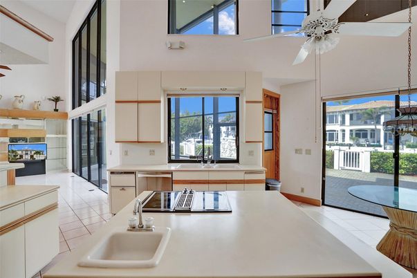Fireplace, Interior, Kitchen, Tile Countertops
