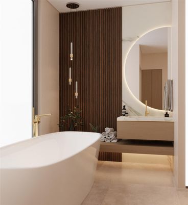 Bathroom, Free Standing Baths, Interior, Pendant Lights