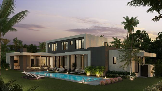 Backyard, Exterior, Facade, Pool, Modern