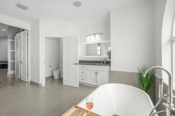 Bathroom, Dual Sink Vanities, Free Standing Baths, Interior, Recessed Lighting