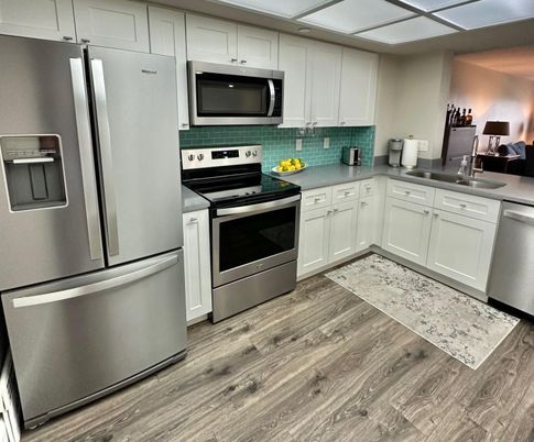 Interior, Kitchen, Stainless Steel Appliances, Wood Texture Flooring