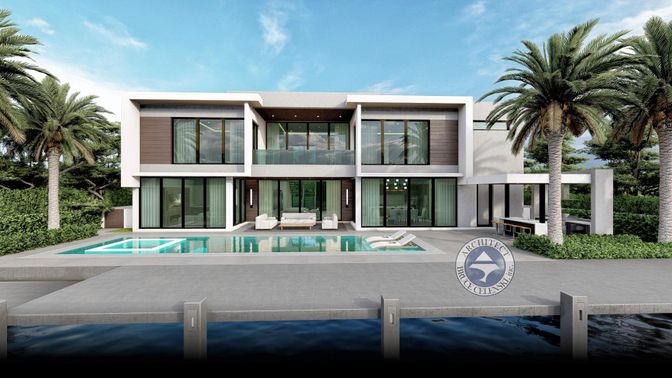 Exterior, Facade, Pool, Modern