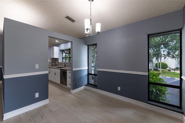 Empty room, Interior, Kitchen, Pendant Lights, Wood Texture Flooring