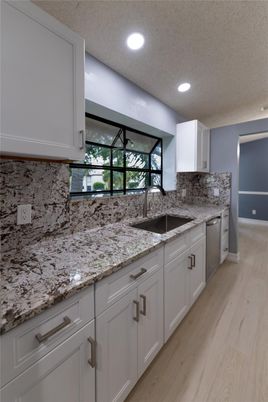 Interior, Kitchen, Recessed Lighting, Wood Texture Flooring