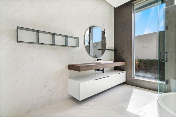 Bathroom, Glass Shower, Interior, Marble, Marble Walls