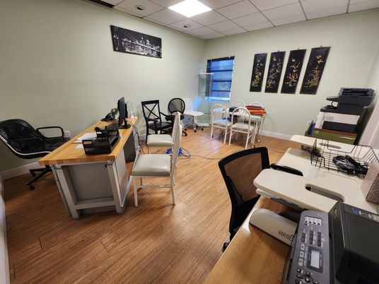 Home Office, Interior, Recessed Lighting, Wood Texture Flooring