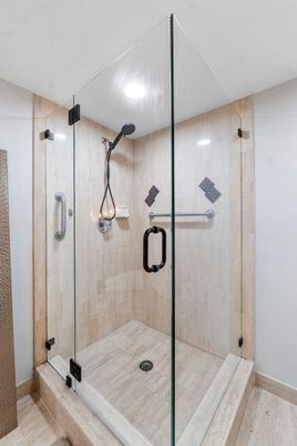 Bathroom, Glass Shower, Interior, Recessed Lighting
