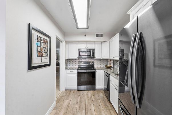 Interior, Kitchen, Stainless Steel Appliances, Wood Texture Flooring