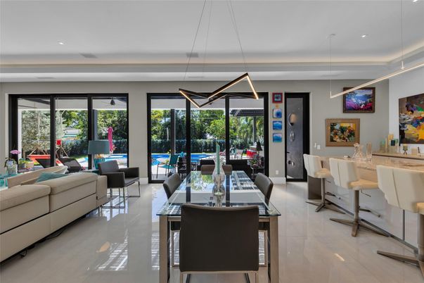 Dining room, Interior, Living room, Pendant Lights, Recessed Lighting