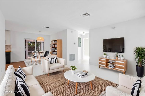 Dining room, Interior, Living room, Pendant Lights, Wood Texture Flooring