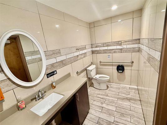 Bathroom, Interior, Recessed Lighting, Wood Texture Flooring