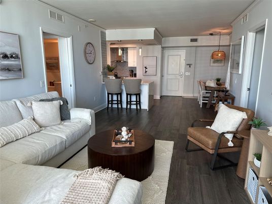 Dining room, Interior, Kitchen, Living room, Pendant Lights, Recessed Lighting, Wood Texture Flooring