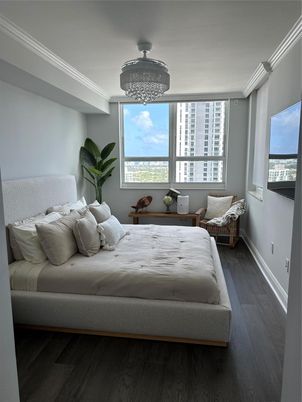 Bedroom, Chandelier, Interior, Wood Texture Flooring