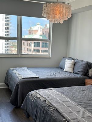 Bedroom, Chandelier, Interior, Wood Texture Flooring