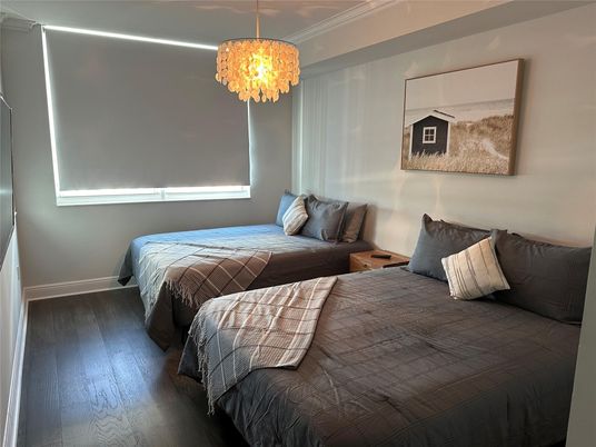 Bedroom, Chandelier, Interior, Wood Texture Flooring