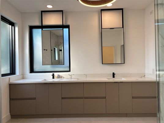 Bathroom, Dual Sink Vanities, Glass Shower, Interior, Recessed Lighting