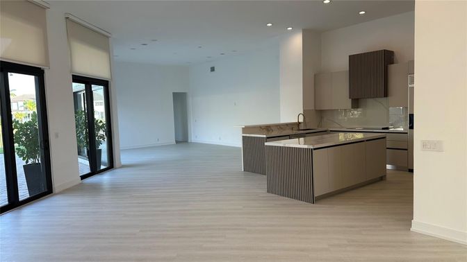 Interior, Kitchen, Recessed Lighting, Wood Texture Flooring