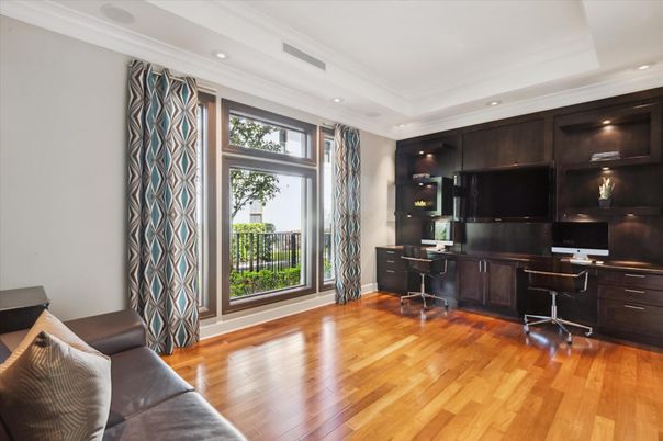 Home Office, Interior, Recessed Lighting, Wood Texture Flooring