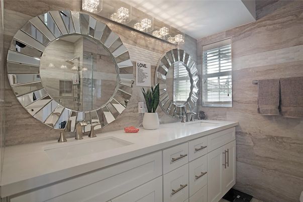 Bathroom, Dual Sink Vanities, Glass Shower, Interior