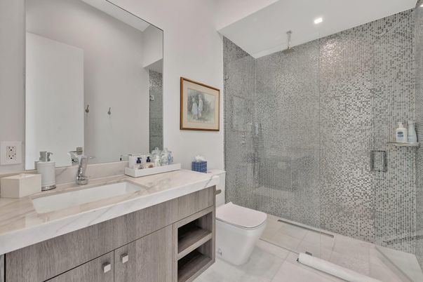 Bathroom, Glass Shower, Interior, Recessed Lighting