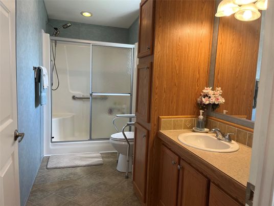 Bathroom, Glass Shower, Interior, Recessed Lighting