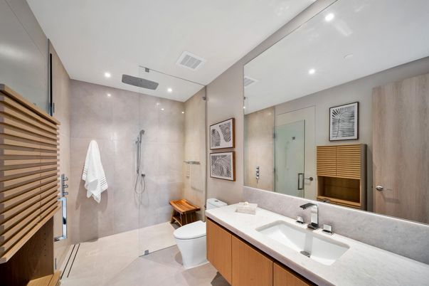 Bathroom, Glass Shower, Interior, Recessed Lighting