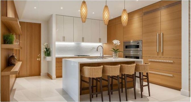 Interior, Kitchen, Pendant Lights, Recessed Lighting, Stainless Steel Appliances