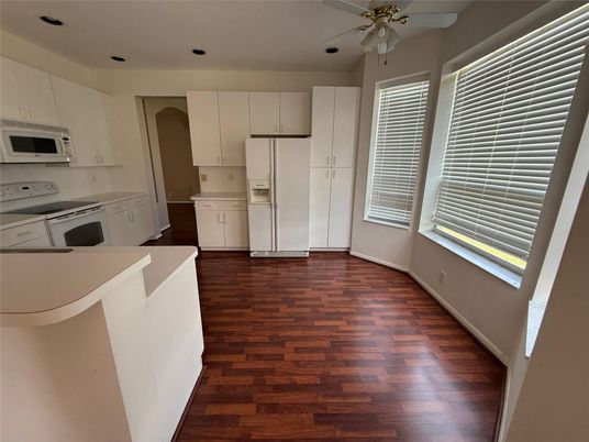 Interior, Kitchen, Recessed Lighting, Wood Texture Flooring