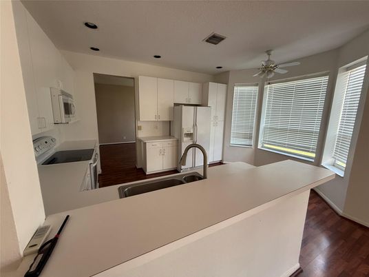 Interior, Kitchen, Recessed Lighting, Wood Texture Flooring