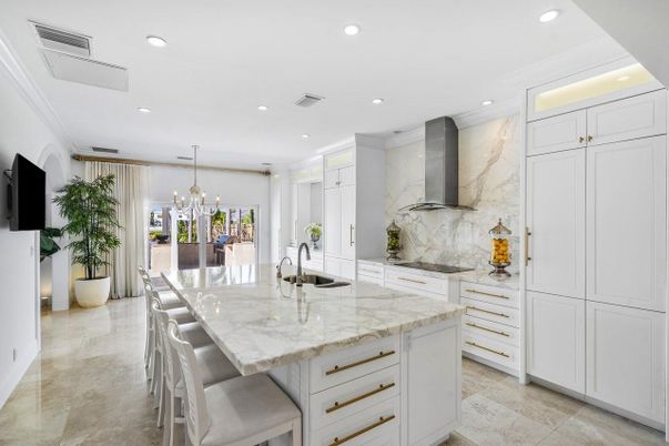 Interior, Kitchen, Marble Walls, Recessed Lighting