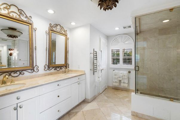 Bathroom, Dual Sink Vanities, Glass Shower, Interior, Recessed Lighting