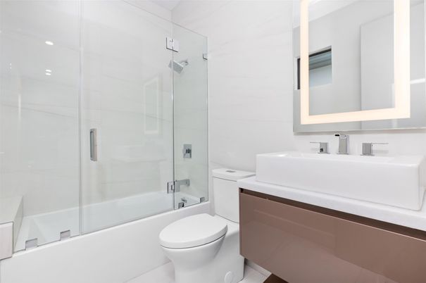 Bathroom, Glass Shower, Interior, Recessed Lighting