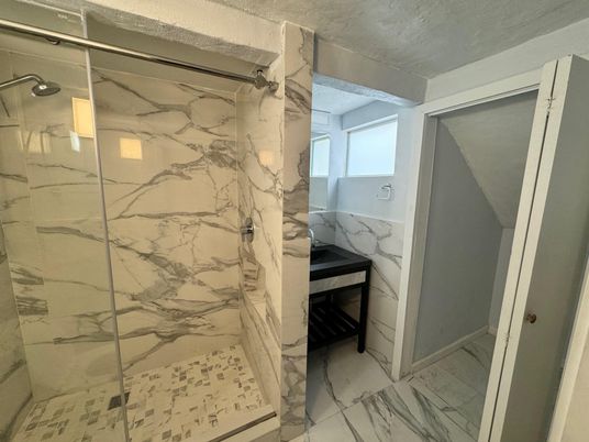Bathroom, Glass Shower, Interior, Marble, Marble Walls