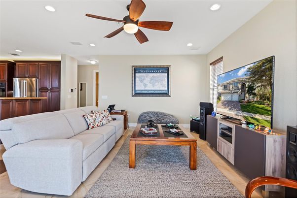 Interior, Kitchen, Living room, Recessed Lighting, Stainless Steel Appliances, Wood Texture Flooring