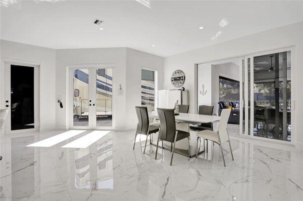 Dining room, Interior, Marble, Recessed Lighting