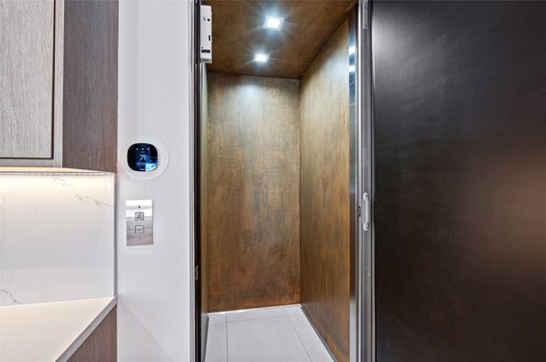 Elevator, Interior, Recessed Lighting, Wooden Walls