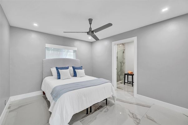 Bedroom, Interior, Marble, Recessed Lighting
