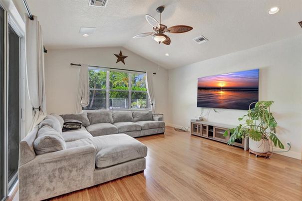 Interior, Living room, Recessed Lighting, Wood Texture Flooring