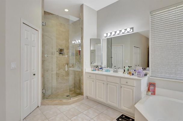 Bathroom, Dual Sink Vanities, Glass Shower, Interior, Recessed Lighting