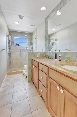 Bathroom, Dual Sink Vanities, Glass Shower, Interior, Recessed Lighting