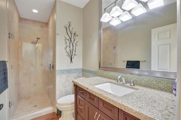 Bathroom, Glass Shower, Interior, Recessed Lighting