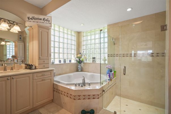Bathroom, Glass Shower, Interior, Recessed Lighting