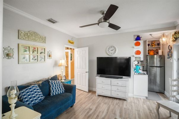 Interior, Kitchen, Living room, Stainless Steel Appliances, Wood Texture Flooring