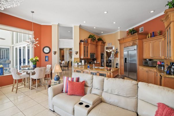 Dining room, Interior, Kitchen, Living room, Recessed Lighting, Stainless Steel Appliances