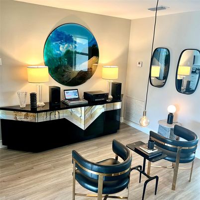 Home Office, Interior, Pendant Lights, Wood Texture Flooring