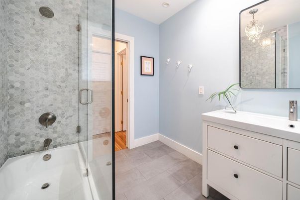 Bathroom, Glass Shower, Interior, Recessed Lighting