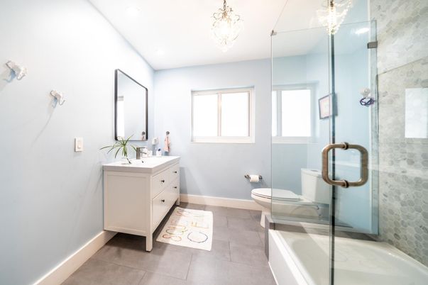 Bathroom, Dual Sink Vanities, Glass Shower, Interior