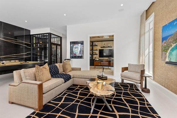 Interior, Living room, Recessed Lighting, Wine Storage
