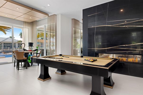Billiard Table, Game Room, Interior, Recessed Lighting